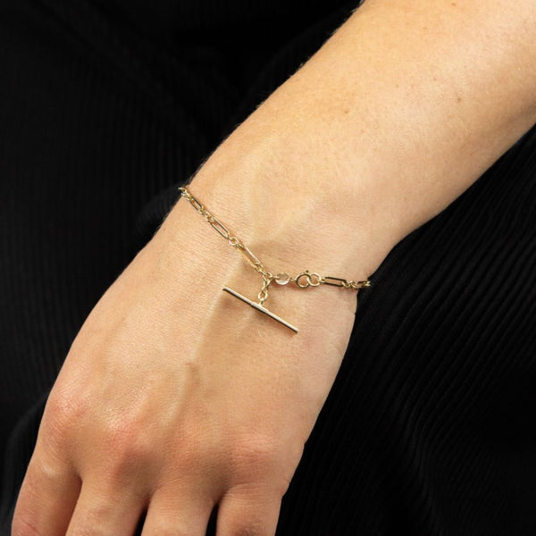 9ct Yellow Gold T-Bar Chain Bracelet