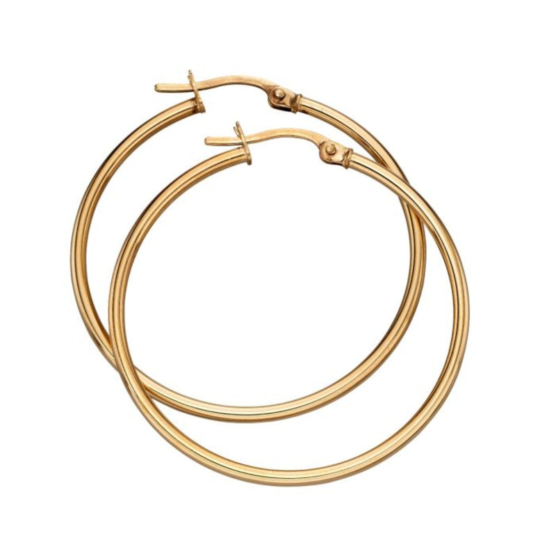 30mm Hinged Hoop Earrings - 9ct Gold