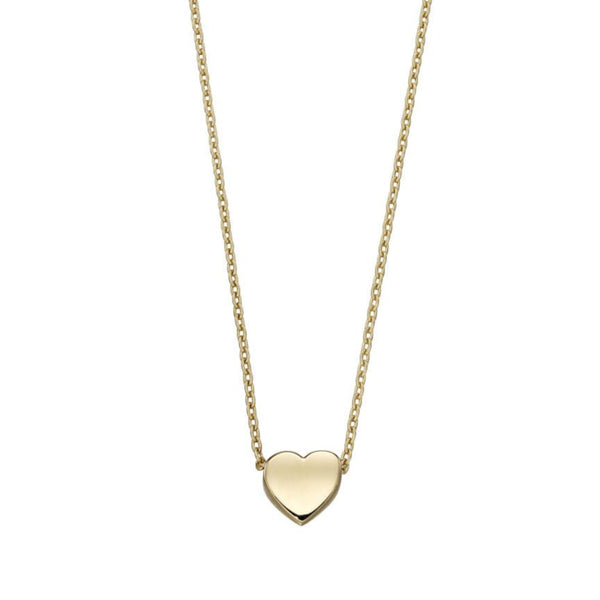 9ct Yellow Gold Plain Heart Necklace