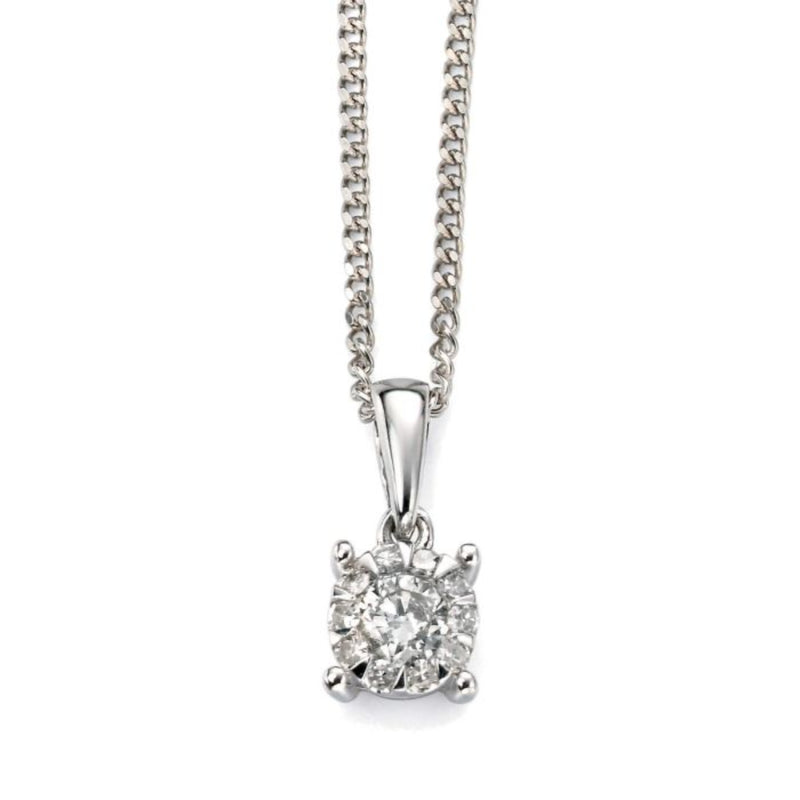 Diamond Cluster Pendant - 9ct White Gold