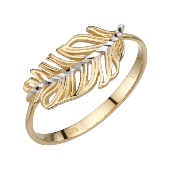 9ct Gold Plain Feather Ring