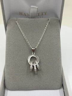 Cubic Zirconia Interlocking Circles Necklace - Sterling Silver