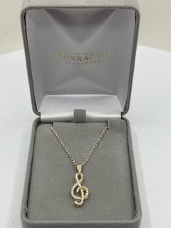 Musical Note Pendant - Sterling Silver