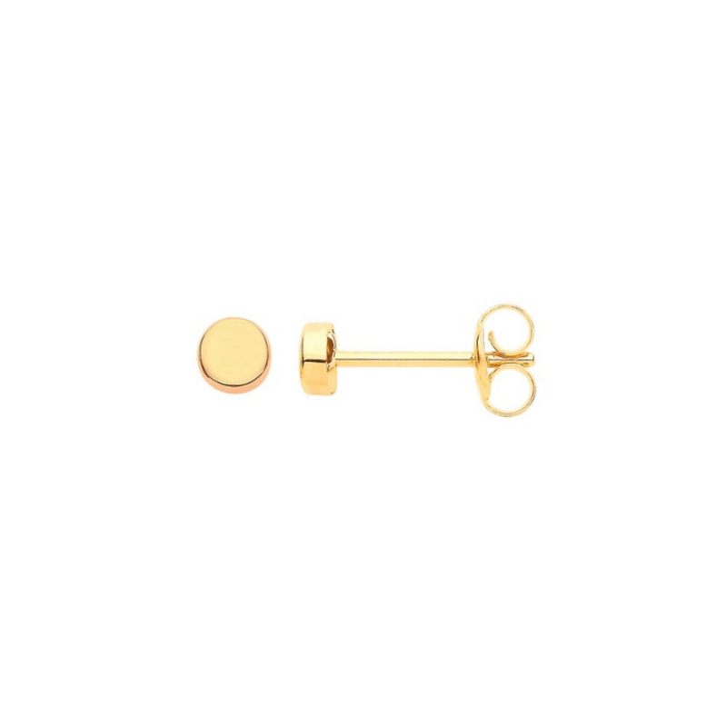 Plain Round 3.2mm Studs - 9ct Yellow Gold