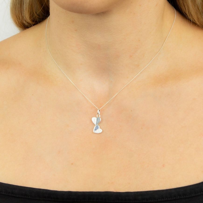 Double Heart Necklace - Sterling Silver