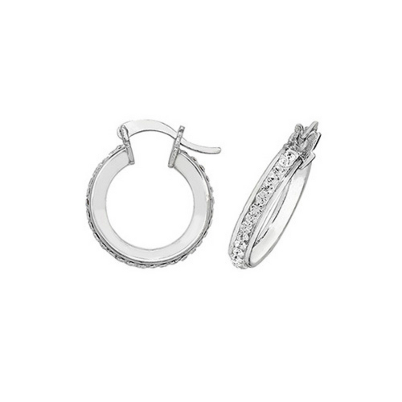 Crystal Hoop Earrings 10mm - Sterling Silver