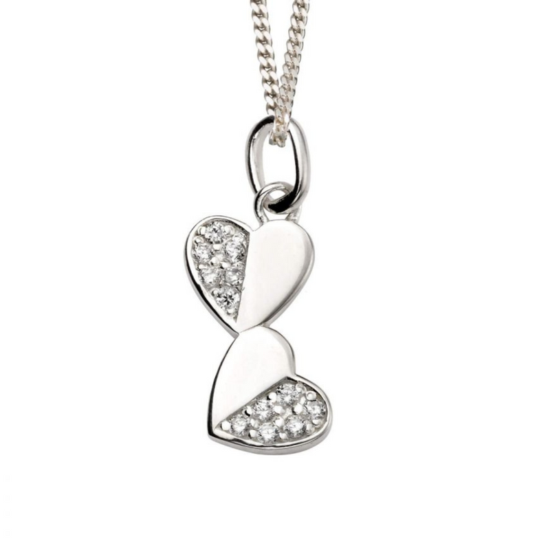 Double Heart Necklace - Sterling Silver