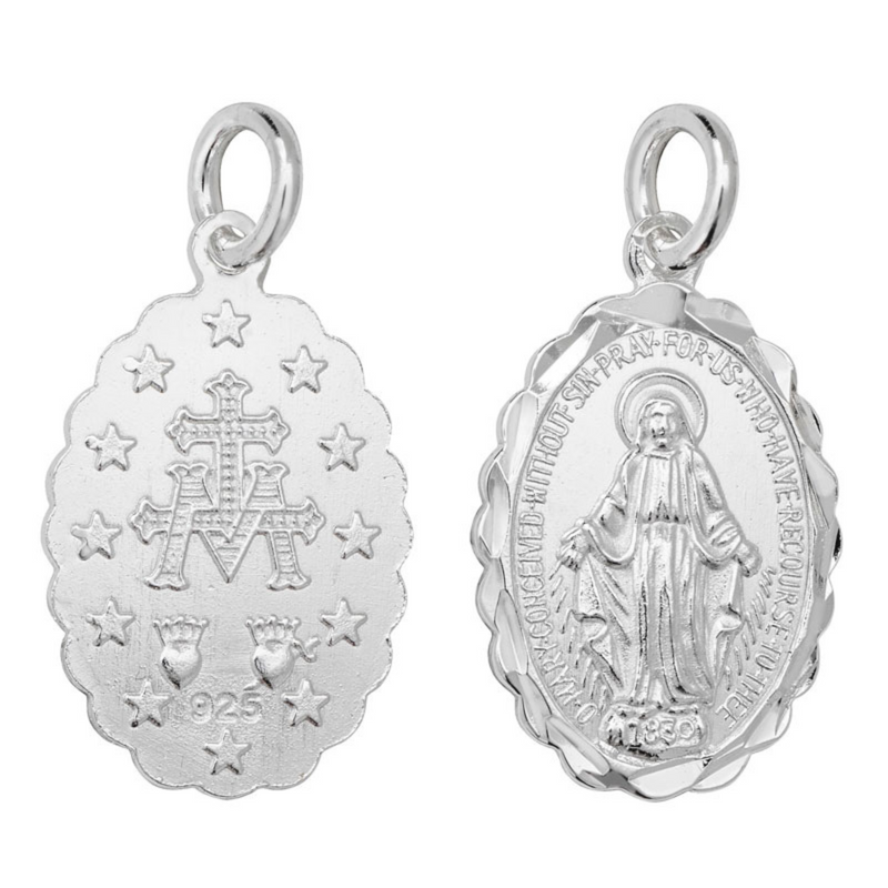Miraculous Medal Pendant - Sterling Silver