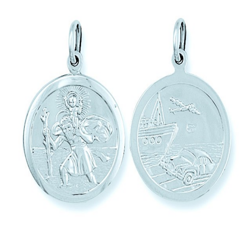 Silver Double Sided St Christopher Pendant
