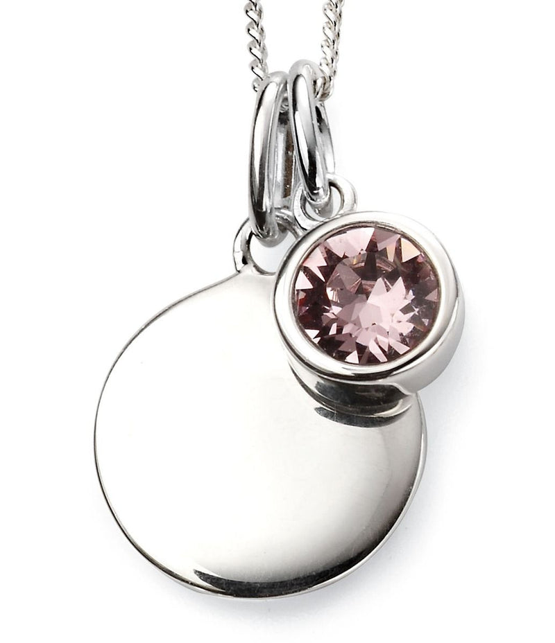 June Birthstone & Engravable Disc Necklace - STERLING SILVER - Hanratty Jewellers