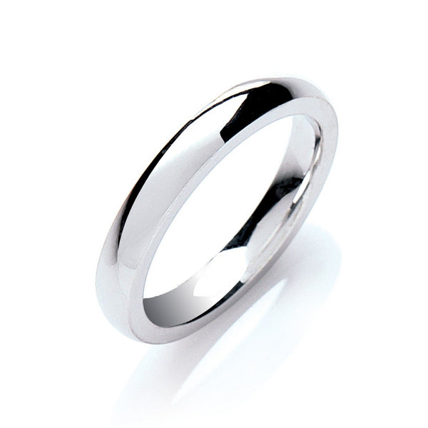 Silver 3mm Court Shape Plain Band Ring