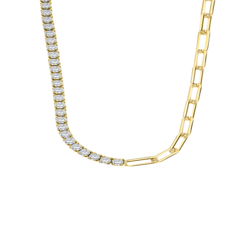 Lotus Silver Links Gold Necklace