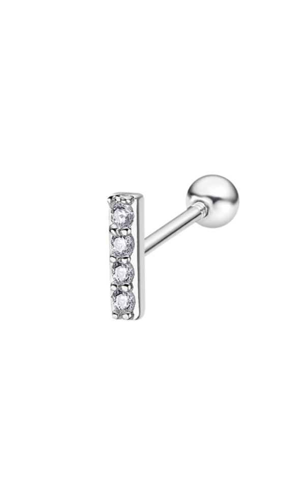 4 Stone CZ Bar Piercing - Sterling Silver