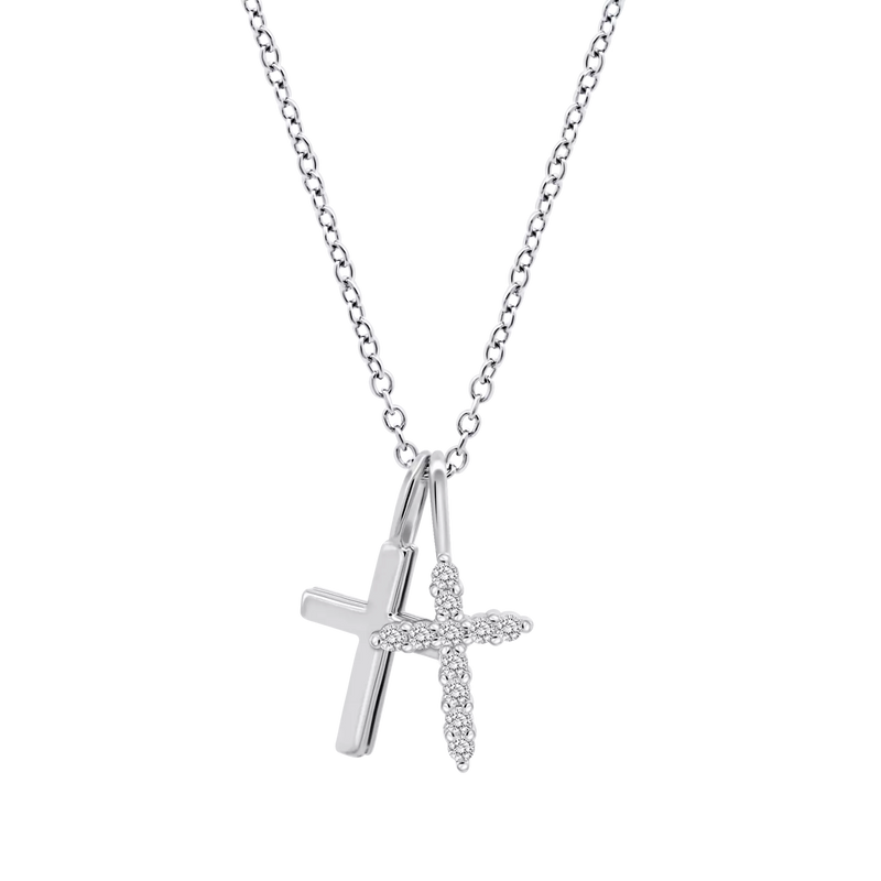 Double Cross Necklace - Sterling Silver