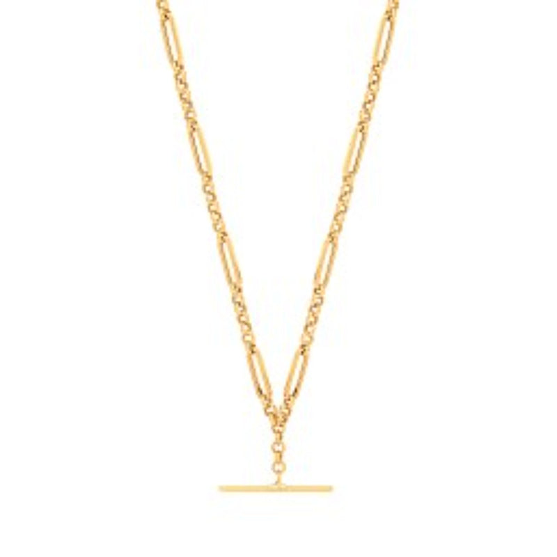 Figaro T-Bar Belcher Bracelet/Necklace - 9ct Yellow Gold