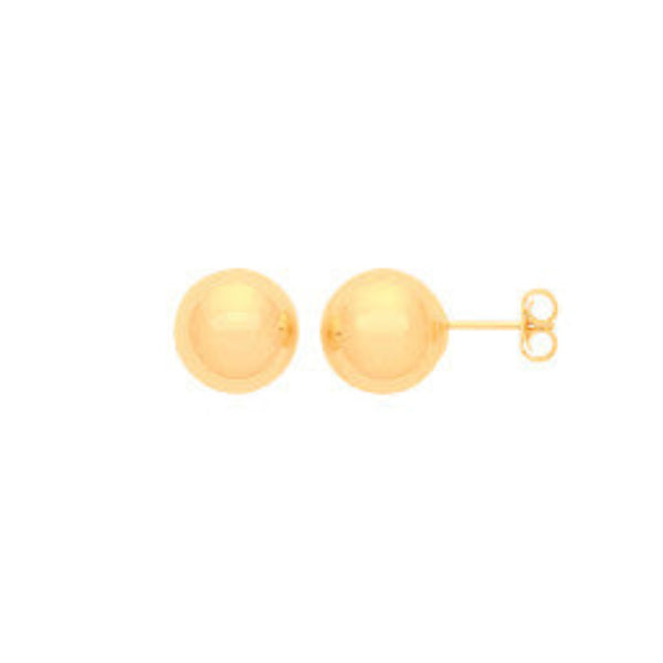 8mm Ball Stud Earrings  - 9ct Yellow Gold