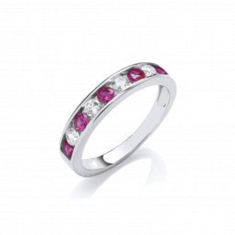 Ruby & Cubic Zirconia Ring - Sterling Silver