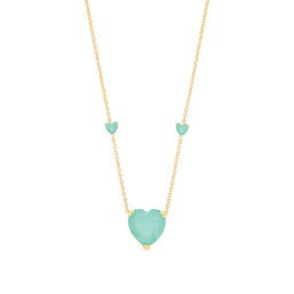 Green Heart Necklace - Silver Gold Plated