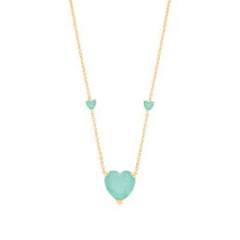 Green Heart Necklace - Silver Gold Plated