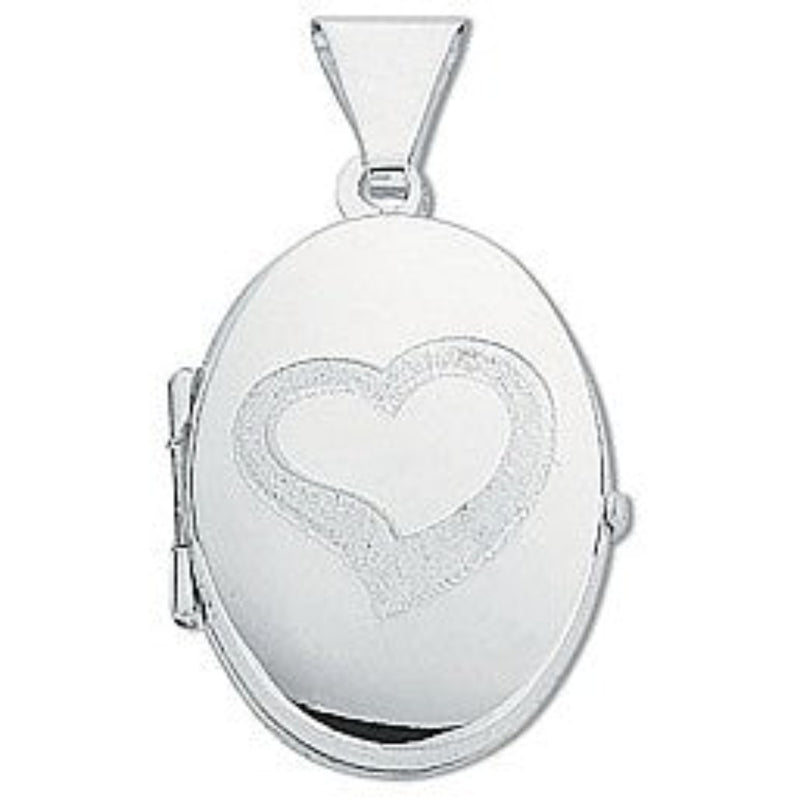 Silver Small Engraved Oval Shaped Locket