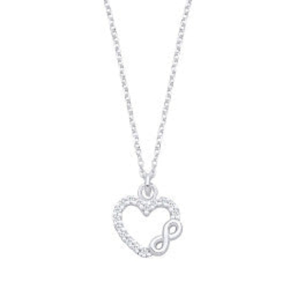 Cubic Zirconia Heart Infinity Necklace - Sterling Silver