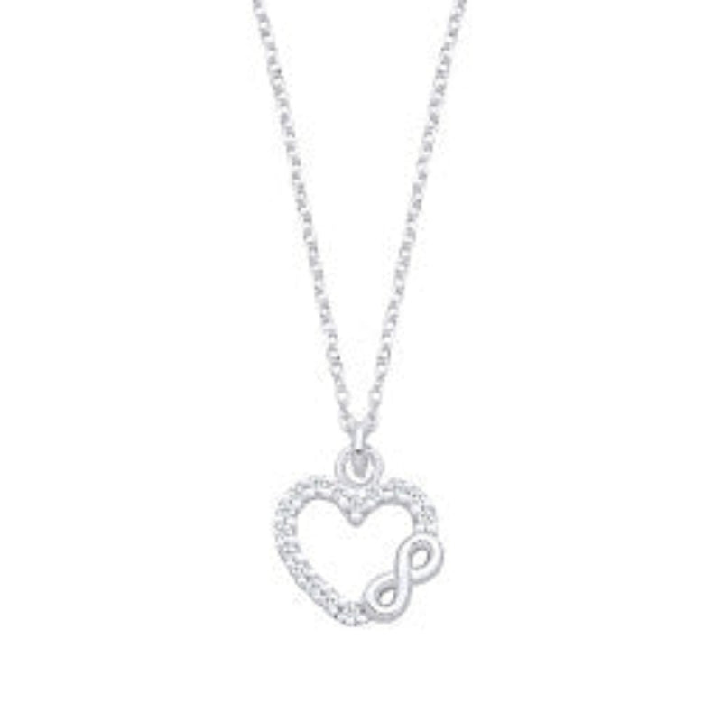 Cubic Zirconia Heart Infinity Necklace - Sterling Silver
