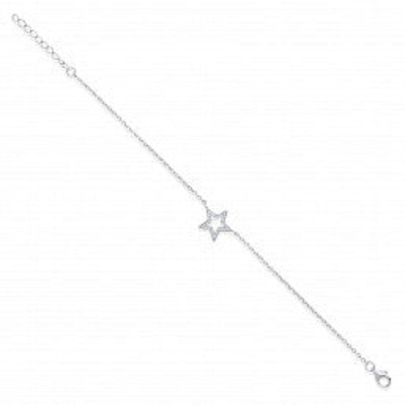 Pave Cubic Zirconia Star Necklace - Sterling Silver