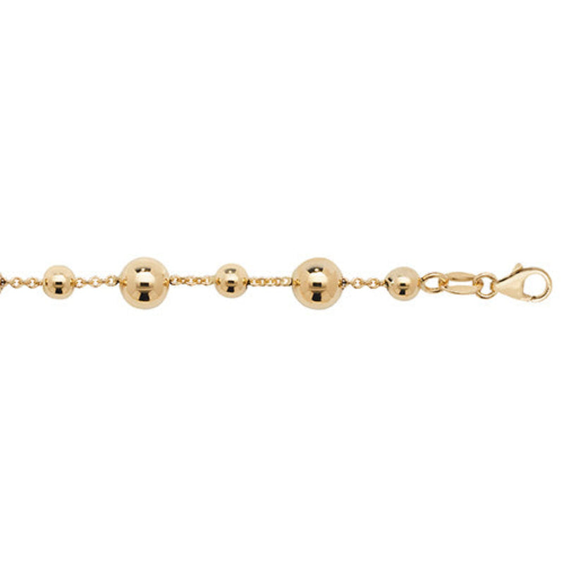 Beaded bracelet 7.5", 9ct yellow gold