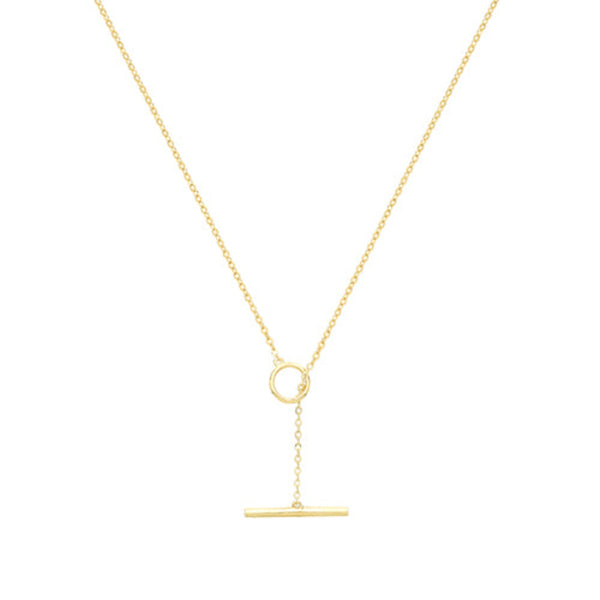 9CT Yellow Gold Open Circle & Bar Necklace