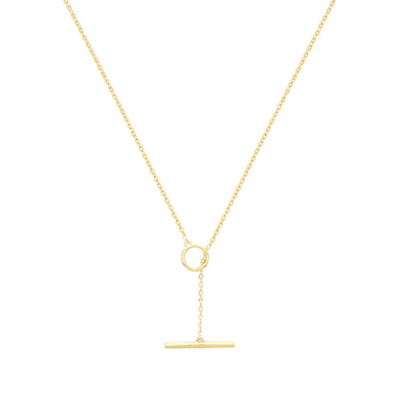 9CT Yellow Gold Open Circle & Bar Necklace