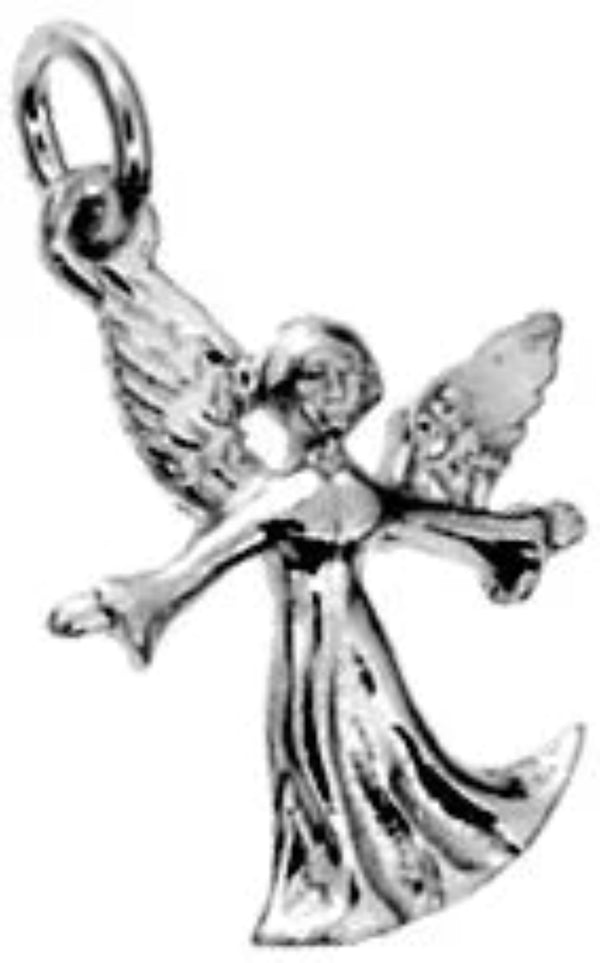 Angel Pendant With Pleated Gown - Sterling Silver