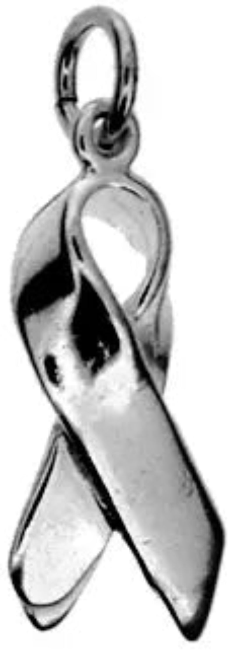 Cancer Ribbon Charm - Sterling Silver