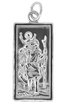 Small Rectangle St Christopher Medal - Sterling Silver