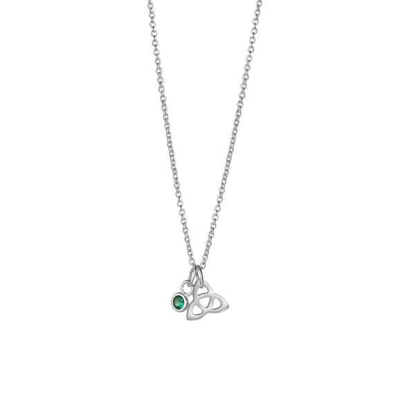 Trinity Knot Pendant with Green Stone - Newbridge Silverware