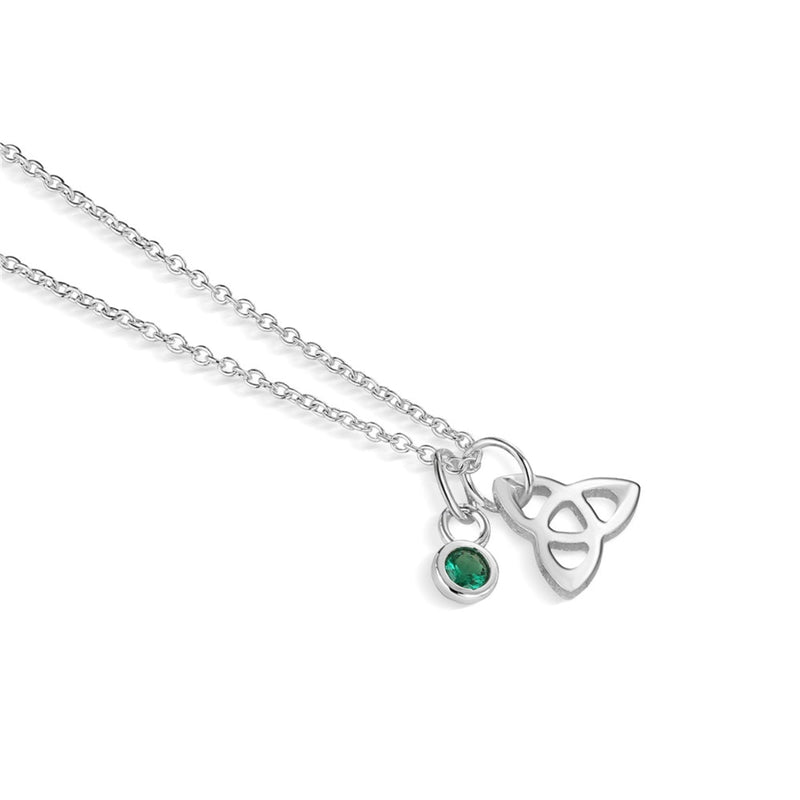 Trinity Knot Pendant with Green Stone - Newbridge Silverware