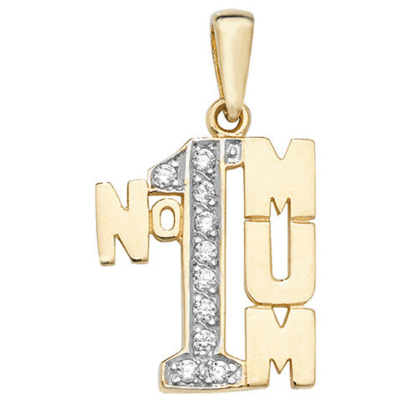 No1 Mum Pendant - 9ct Yellow Gold