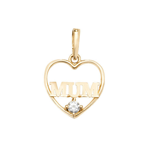 Heart Cz Pendant - 9ct Gold