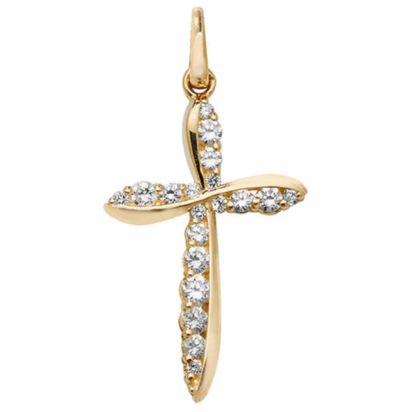 CZ Cross pendant - 9ct Yellow Gold