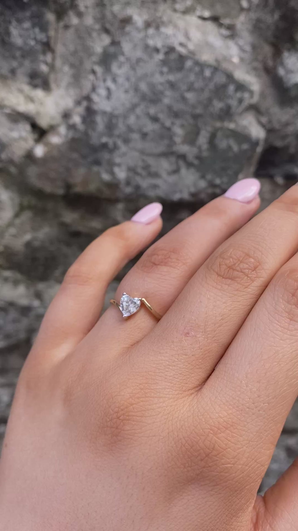 CZ Heart Dress Ring - 9ct Yellow Gold