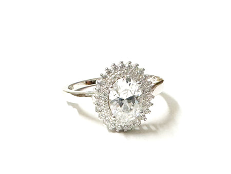 Halo CZ Ring - Sterling Silver