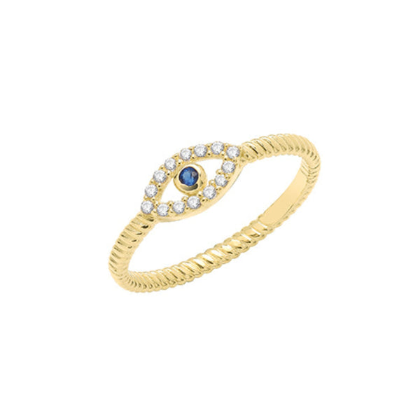 Evil Eye Ring - 9ct Yellow Gold