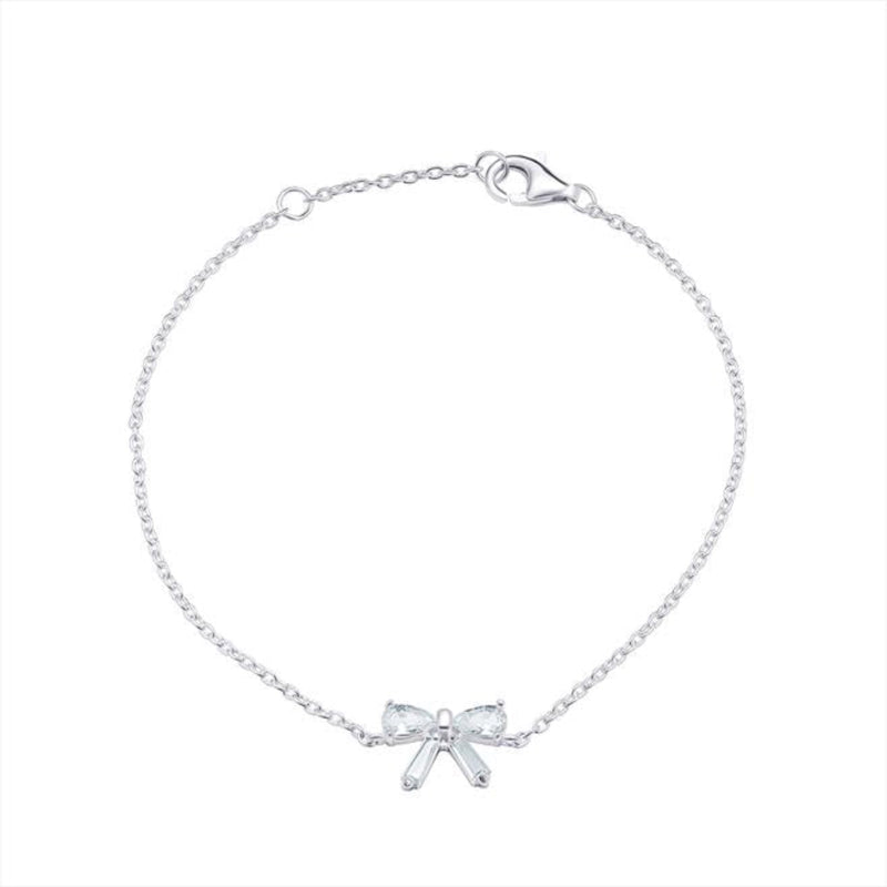 Bow Bracelet with CZ - Sterling Silver