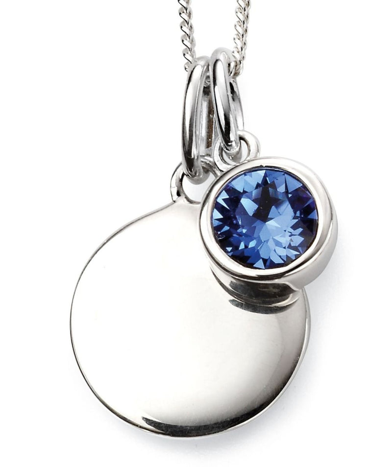 September Birthstone & Engravable Disc Necklace - STERLING SILVER - Hanratty Jewellers