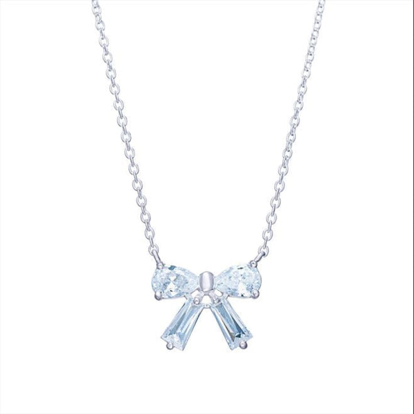 CZ Bow Necklace - Sterling Silver