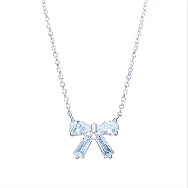 CZ Bow Necklace - Sterling Silver