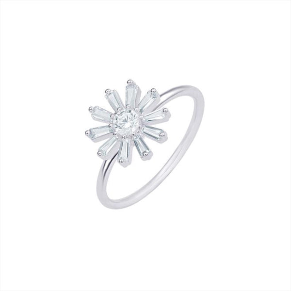 Snowflake Ring with CZ - Sterling Silver