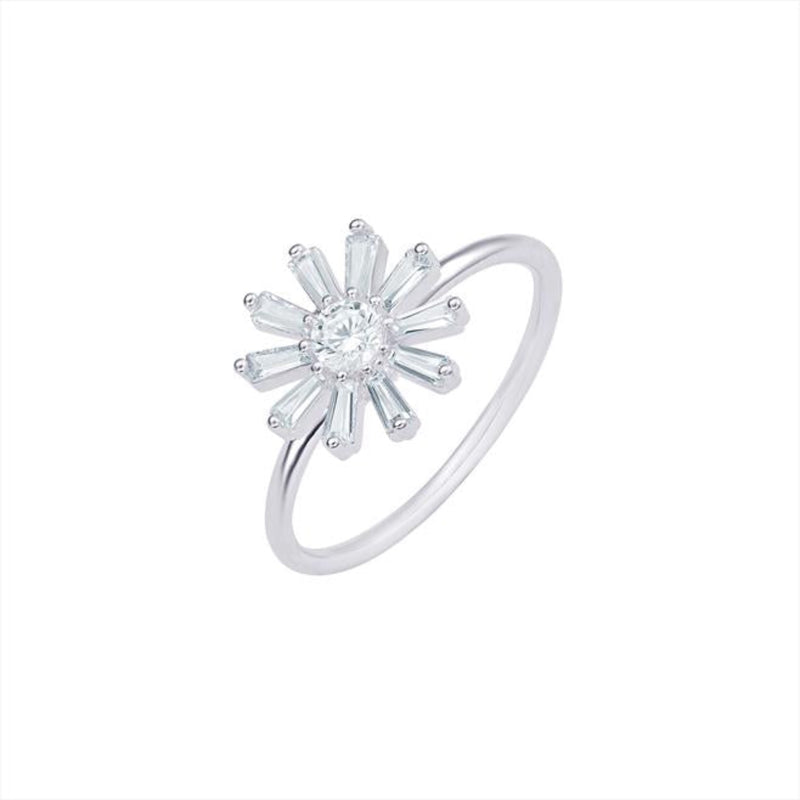 Snowflake Ring with CZ - Sterling Silver