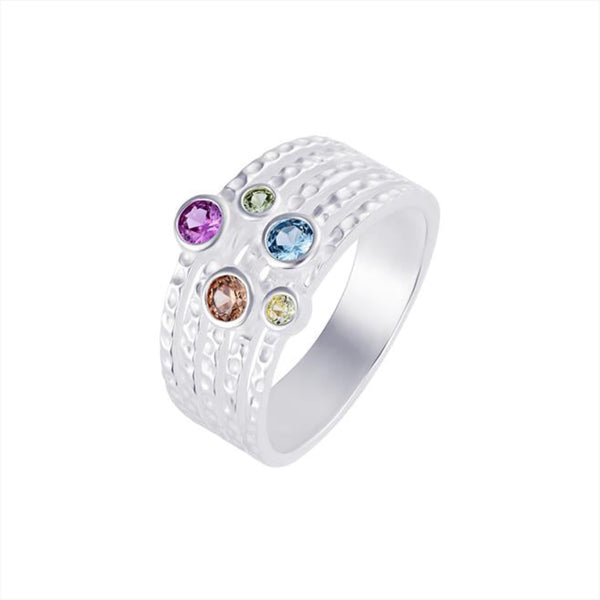 Classic Multi Colour Ring - Sterling Silver