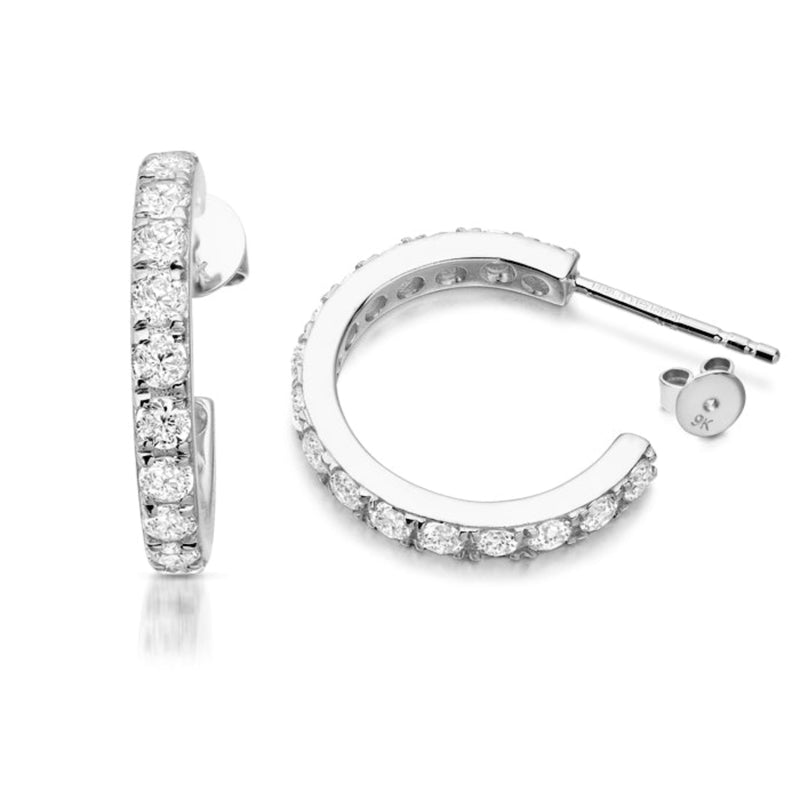 CZ Hoop Earrings- White Gold