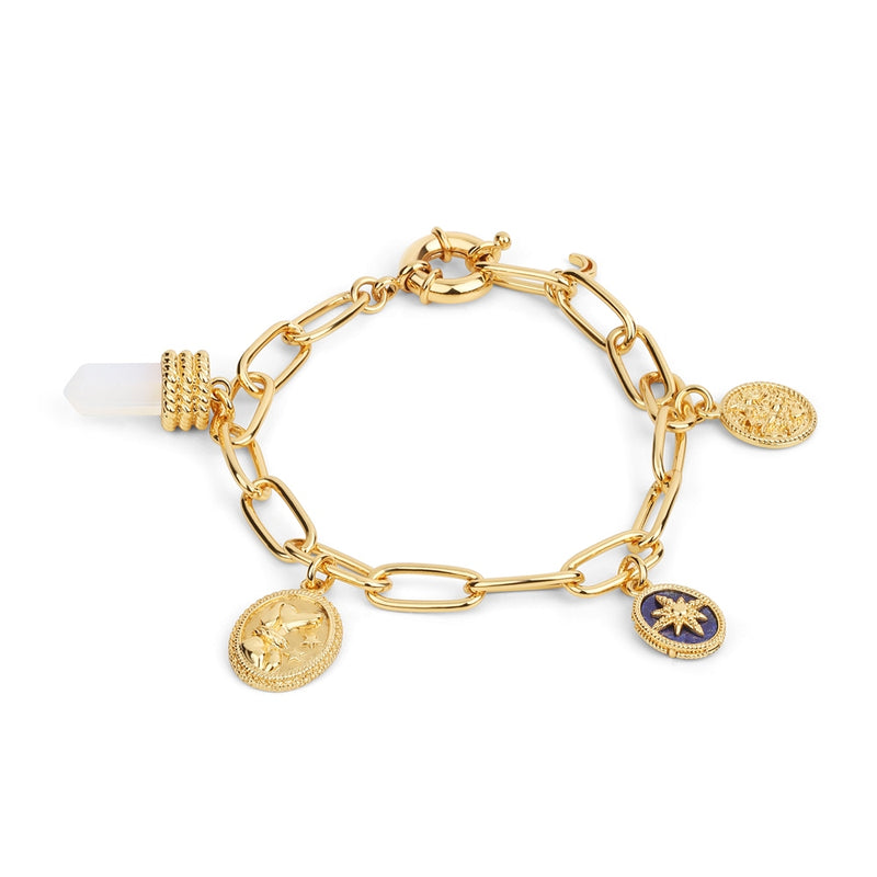 Opalite Charm Bracelet - 14k Gold Plated Newbridge Silverware
